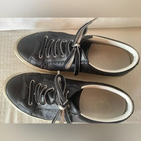 Salvatore Ferragamo Black Leather Laser-cut Sneakers Women’s Sz 7 - Picture 7 of 12